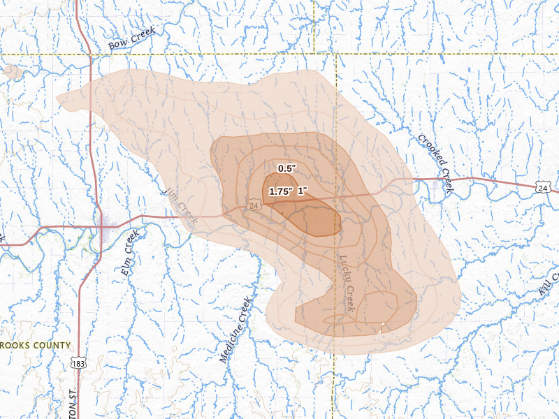 Radar-estimated hail-size map of the storm over Woodston, KS