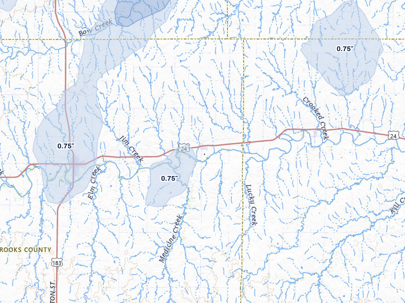 NEXRAD radar-signature map of the hail over Woodston, KS
