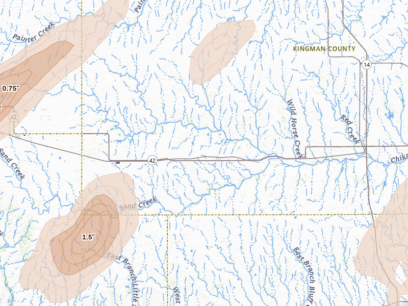 Radar-estimated hail-size map of the storm over Zenda, KS on May 29, 2026