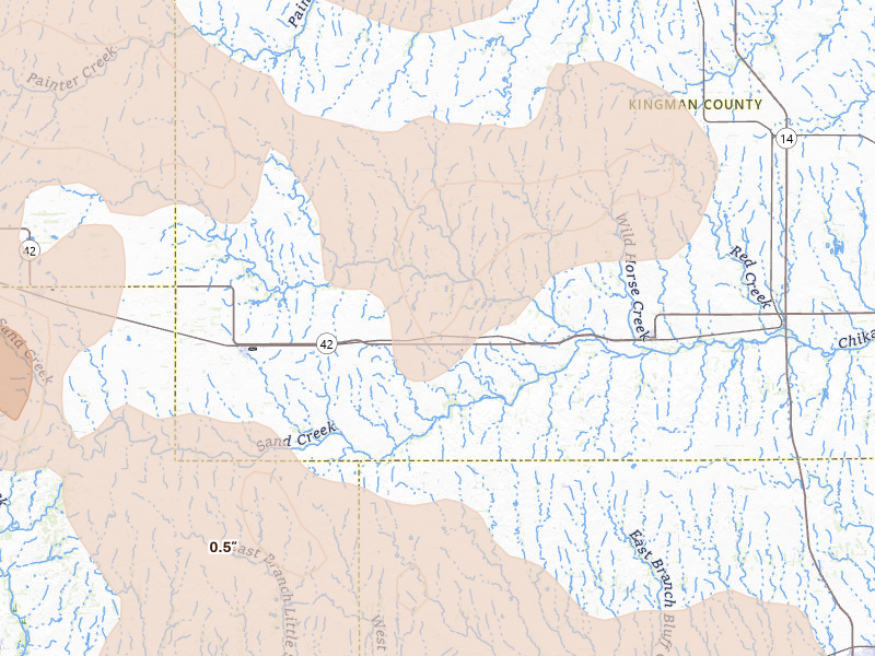 Radar-estimated hail-size map of the storm over Zenda, KS on Jun 20, 2026