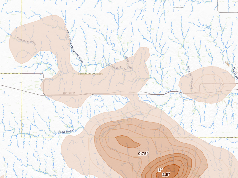 Radar-estimated hail-size map of the storm over Zenda, KS