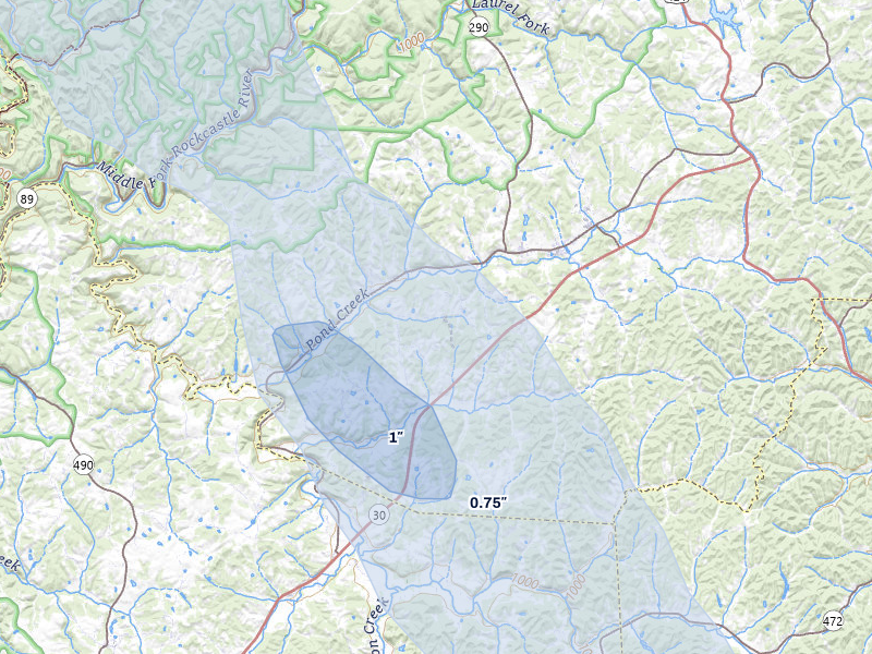 NEXRAD radar-signature map of the hail over Annville, KY