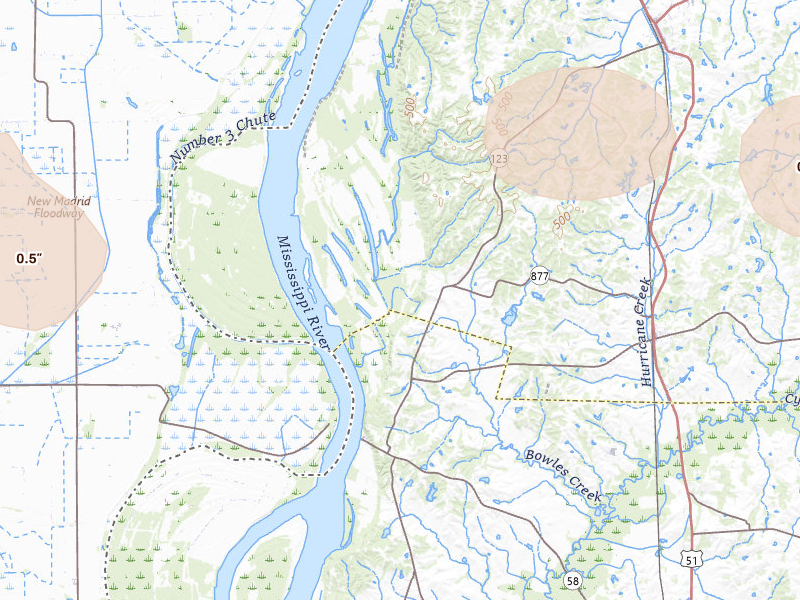 Radar-estimated hail-size map of the storm over Arlington, KY on Jul 5, 2026