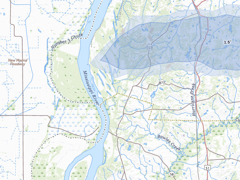 NEXRAD radar-signature map of the hail storm over Arlington, KY on Jul 5, 2026