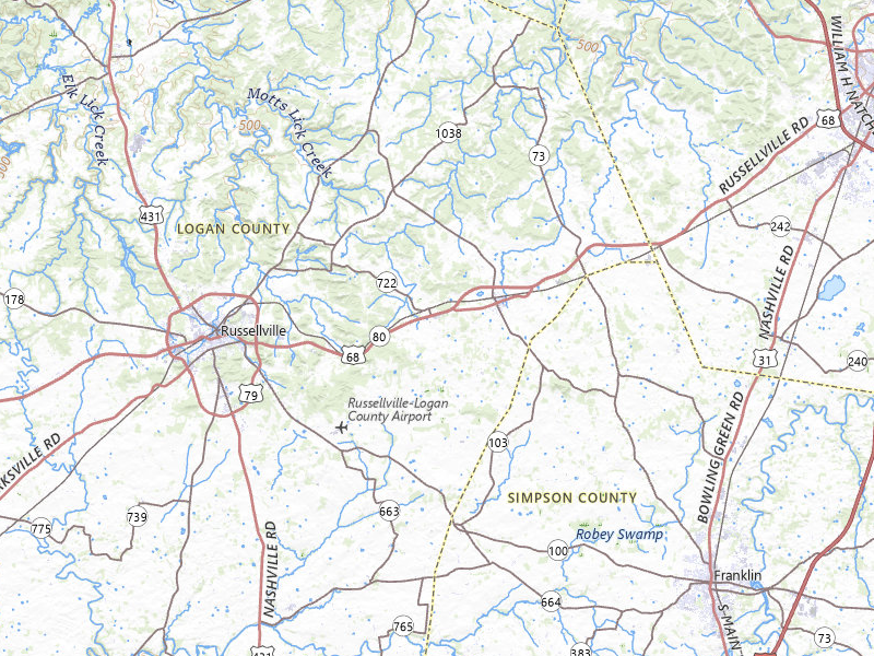 Radar-estimated hail-size map of the storm over Auburn, KY on Jul 10, 2026
