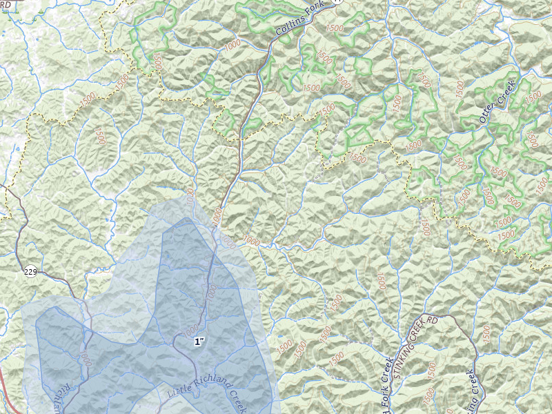 NEXRAD radar-signature map of the hail over Barbourville, KY