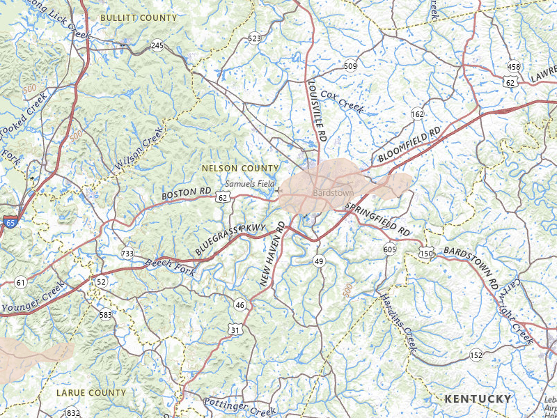 Radar-estimated hail-size map of the storm over Bardstown, KY on Apr 1, 2026