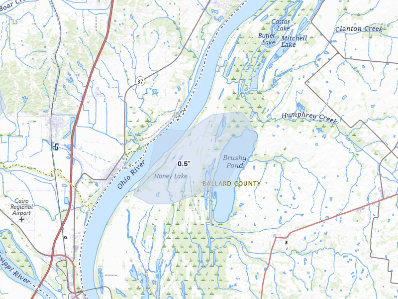 NEXRAD radar-signature map of the hail storm over Barlow, KY on Jun 26, 2026