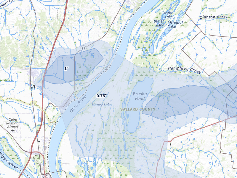 NEXRAD radar-signature map of the hail over Barlow, KY