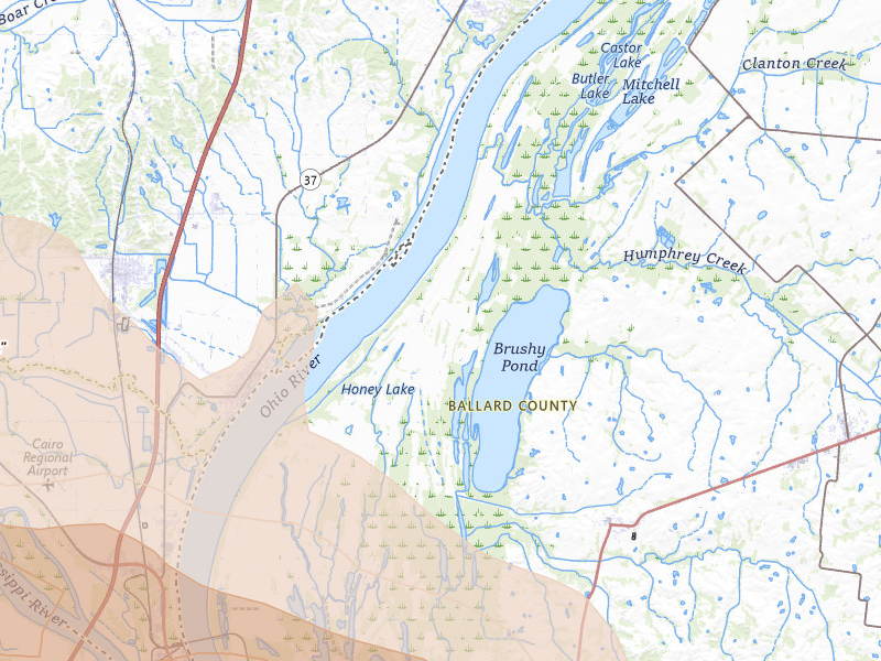 Radar-estimated hail-size map of the storm over Barlow, KY on Jul 9, 2026