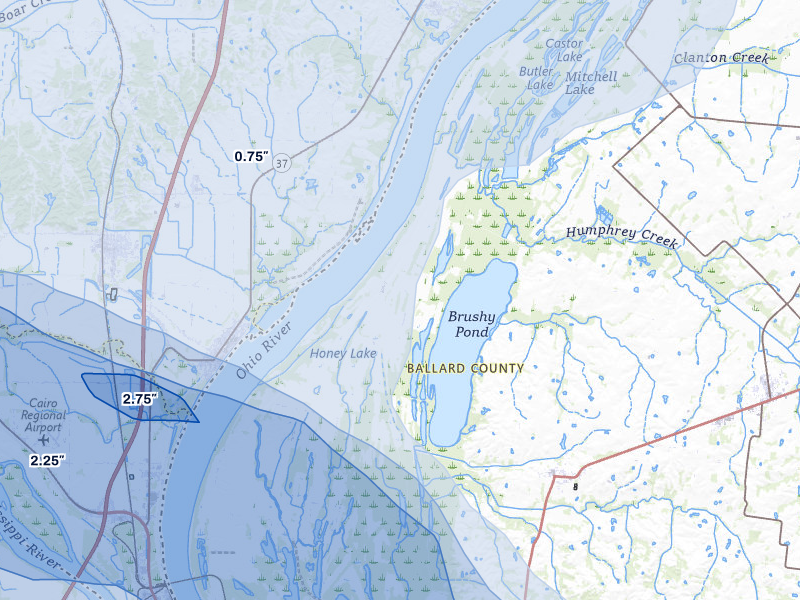 NEXRAD radar-signature map of the hail storm over Barlow, KY on Jul 9, 2026