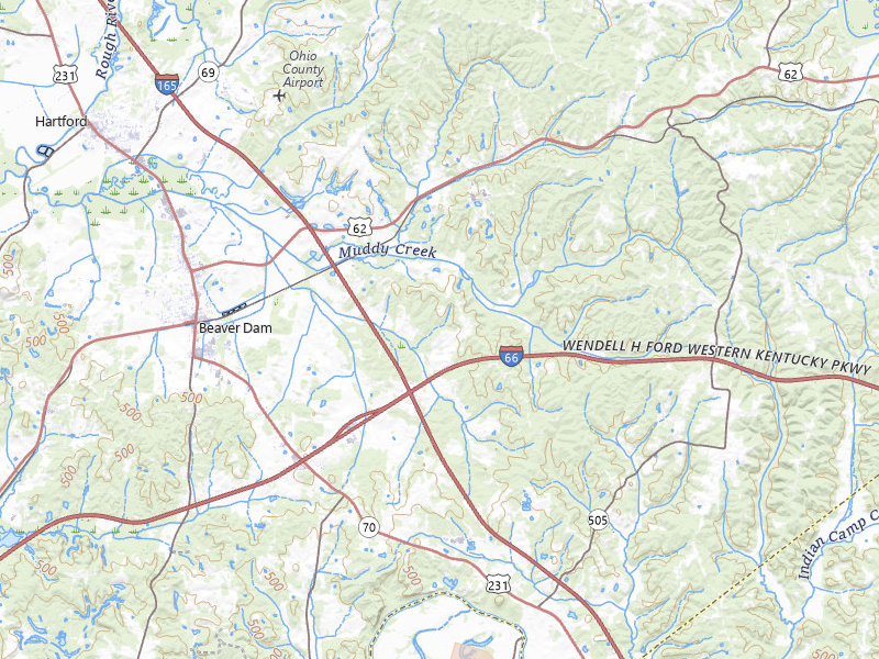 Radar-estimated hail-size map of the storm over Beaver Dam, KY on Jul 5, 2026