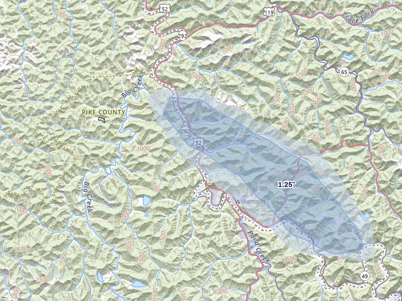NEXRAD radar-signature map of the hail storm over Belfry, KY on Jul 6, 2026