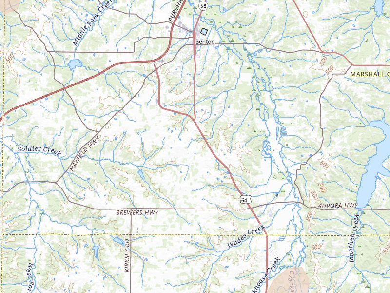 Radar-estimated hail-size map of the storm over Benton, KY on May 19, 2026
