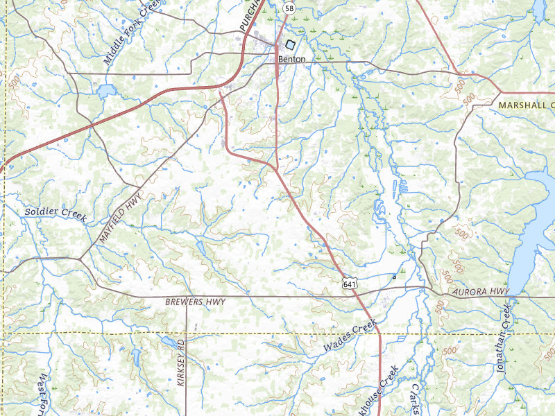 NEXRAD radar-signature map of the hail storm over Benton, KY on Jul 5, 2026