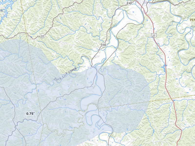 NEXRAD radar-signature map of the hail storm over Berry, KY on May 16, 2026