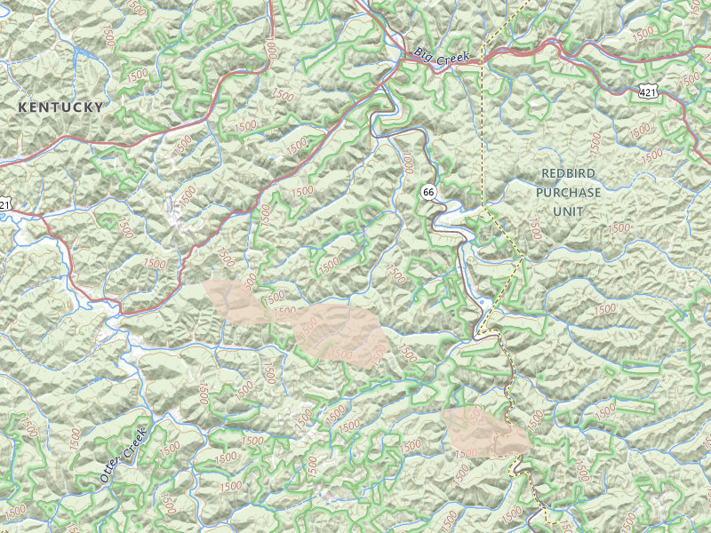 Radar-estimated hail-size map of the storm over Big Creek, KY on Aug 17, 2026