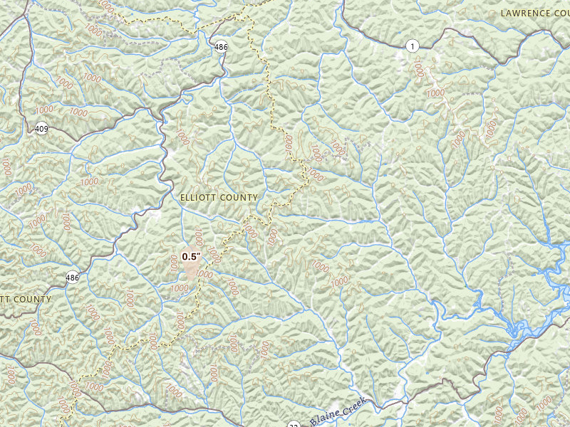 Radar-estimated hail-size map of the storm over Blaine, KY on Aug 6, 2026