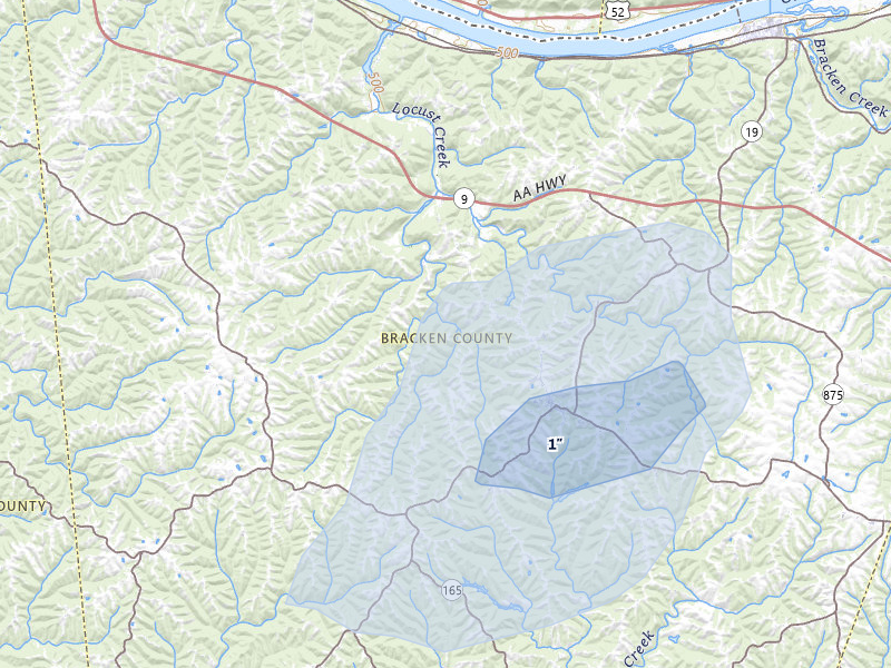 NEXRAD radar-signature map of the hail storm over Brooksville, KY on May 16, 2026
