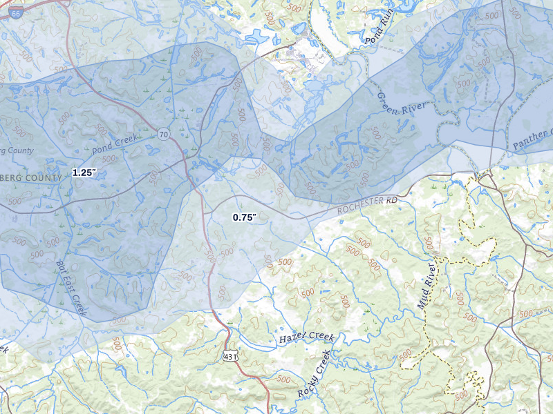 NEXRAD radar-signature map of the hail over Browder, KY