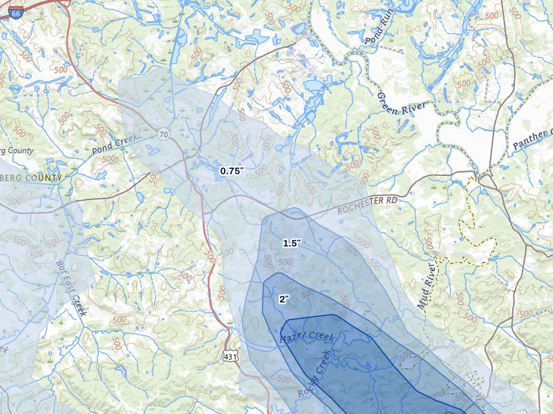 NEXRAD radar-signature map of the hail over Browder, KY