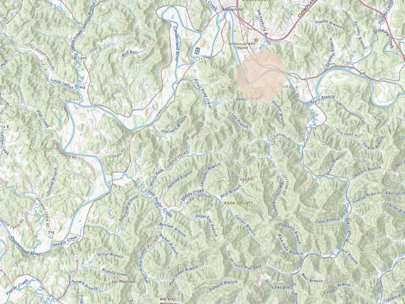 Radar-estimated hail-size map of the storm over Bryants Store, KY