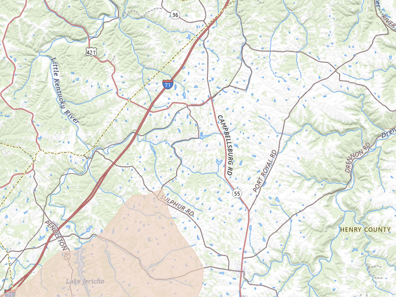 Radar-estimated hail-size map of the storm over Campbellsburg, KY on May 16, 2026
