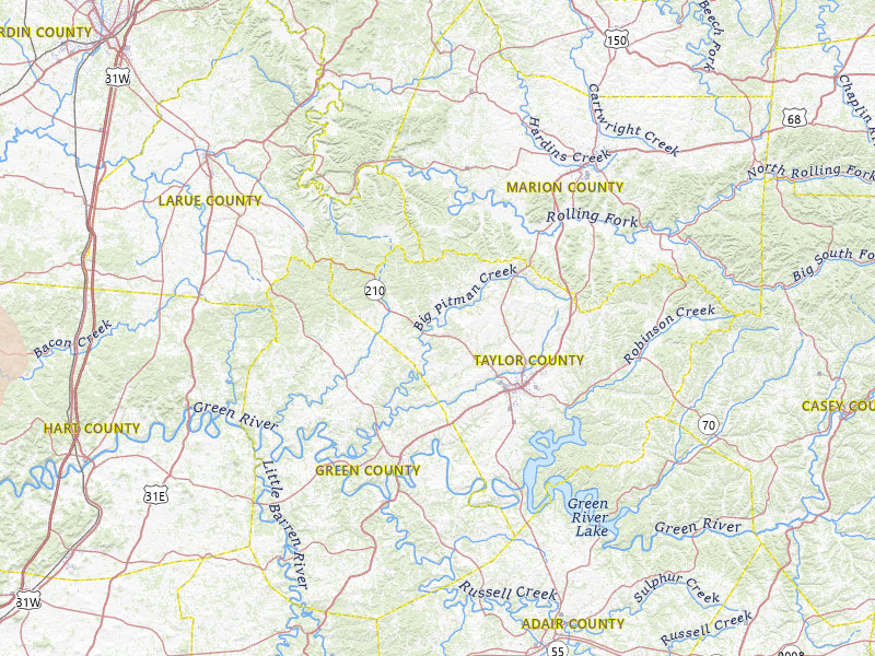 Radar-estimated hail-size map of the storm over Campbellsville, KY on Apr 27, 2026