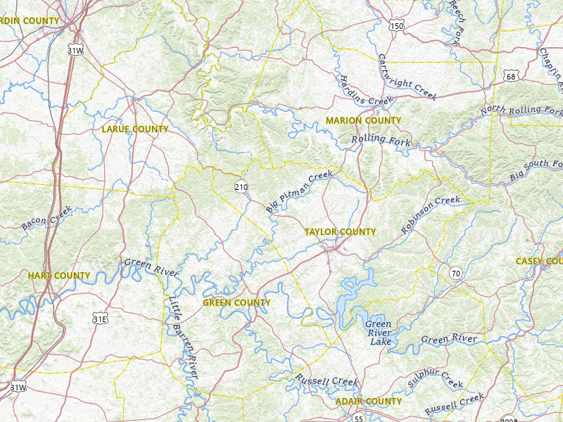 Radar-estimated hail-size map of the storm over Campbellsville, KY on Jul 9, 2026