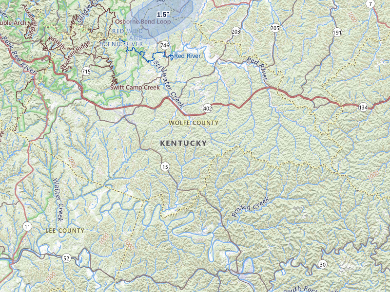 NEXRAD radar-signature map of the hail storm over Campton, KY on Jun 26, 2026