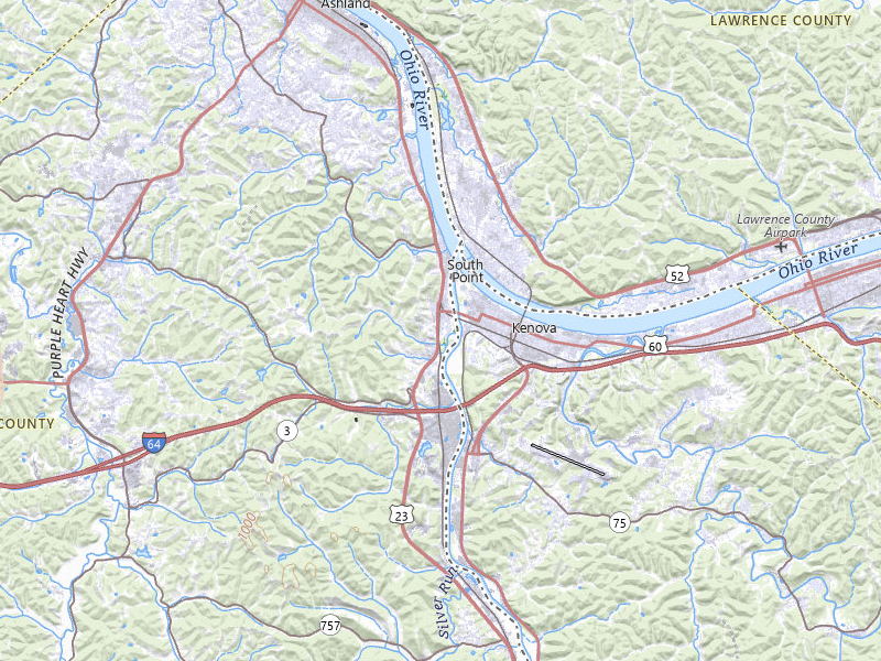 Radar-estimated hail-size map of the storm over Catlettsburg, KY on Jul 27, 2026