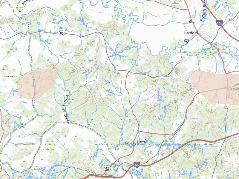 Radar-estimated hail-size map of the storm over Centertown, KY on Jul 9, 2026