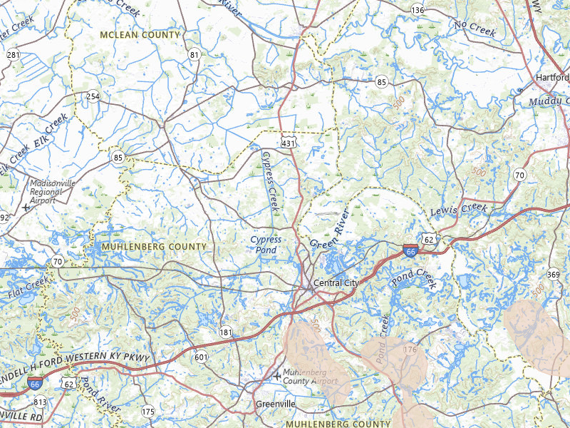 Radar-estimated hail-size map of the storm over Central City, KY on Jul 5, 2026