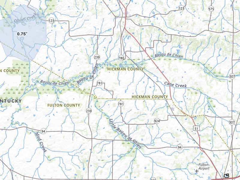 NEXRAD radar-signature map of the hail storm over Clinton, KY on Apr 28, 2026
