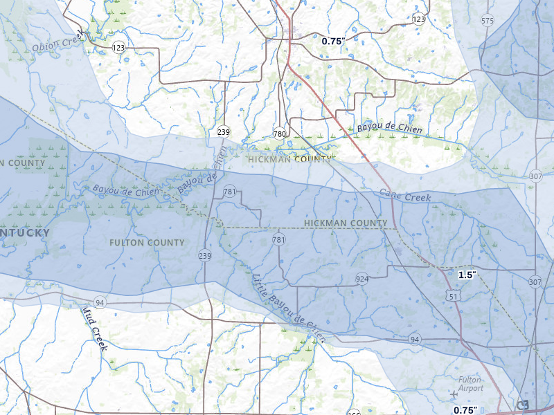 NEXRAD radar-signature map of the hail storm over Clinton, KY on Jul 9, 2026