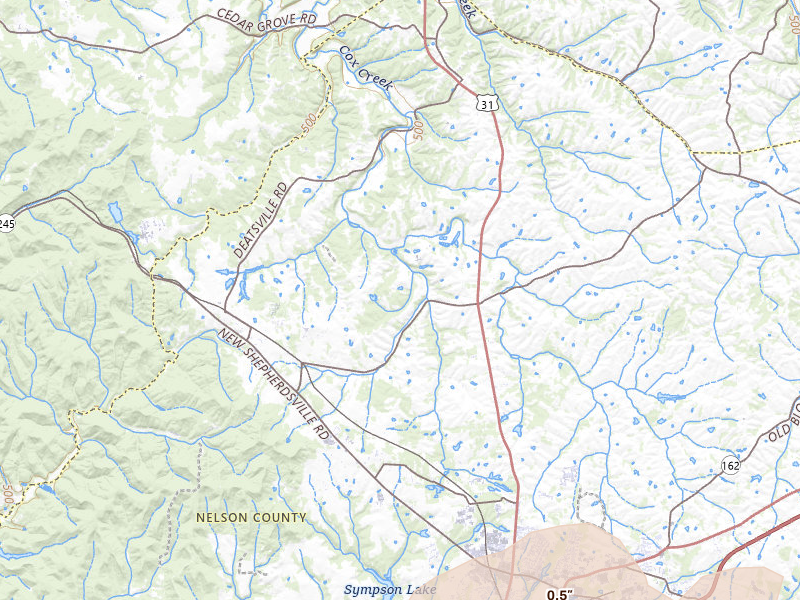 Radar-estimated hail-size map of the storm over Coxs Creek, KY on Apr 1, 2026