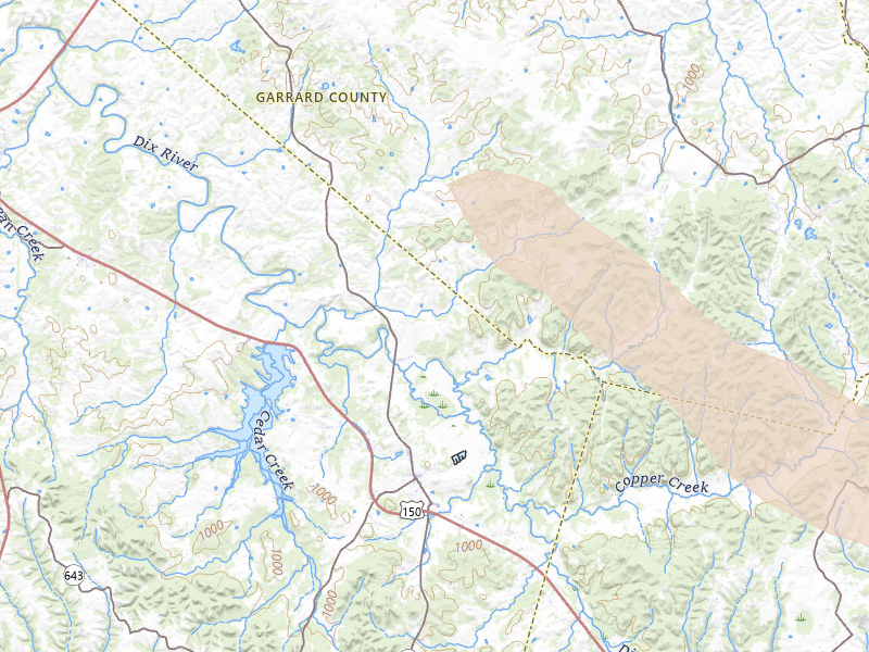 Radar-estimated hail-size map of the storm over Crab Orchard, KY on Aug 11, 2026