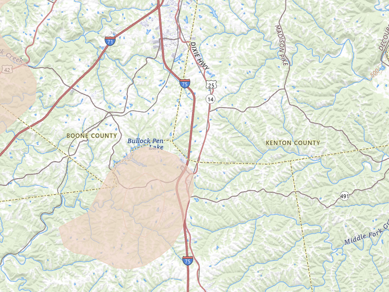 Radar-estimated hail-size map of the storm over Crittenden, KY on Aug 11, 2026