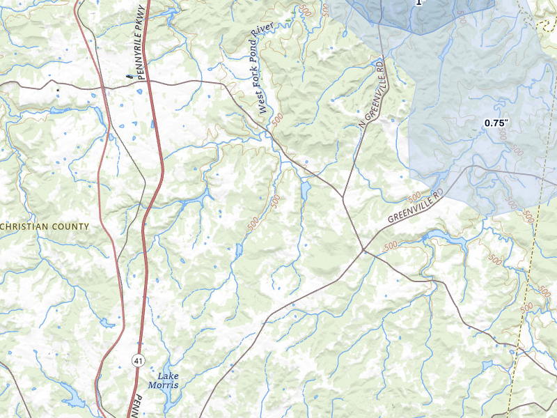 NEXRAD radar-signature map of the hail storm over Crofton, KY on Jul 5, 2026