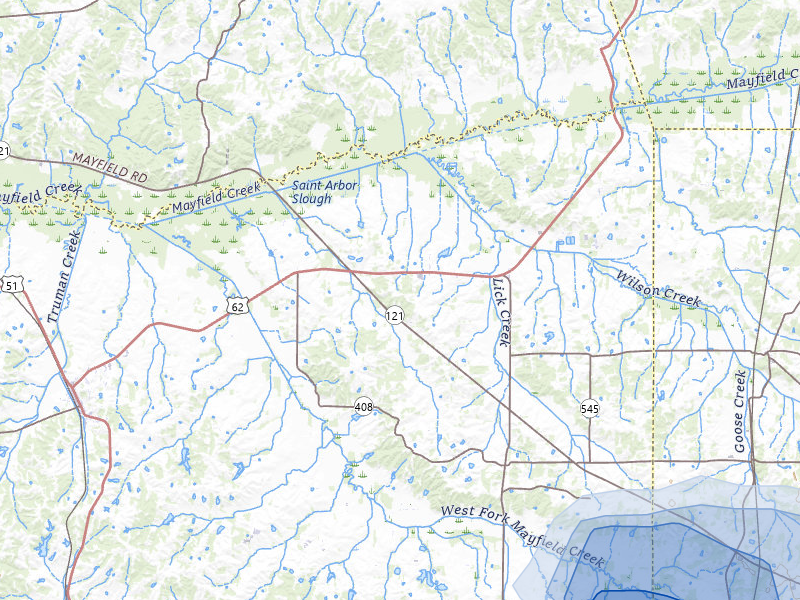 NEXRAD radar-signature map of the hail storm over Cunningham, KY on Jun 8, 2026