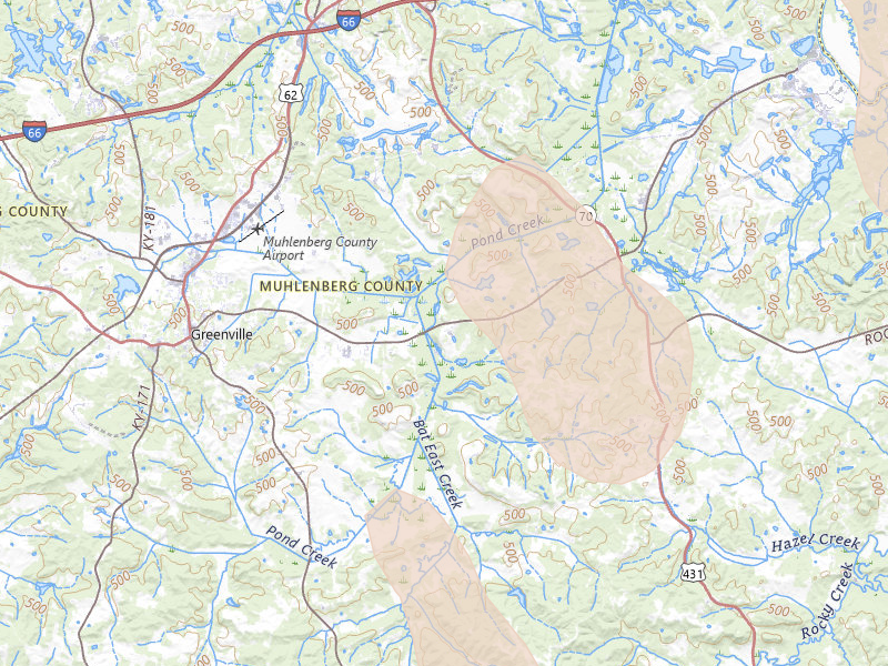 Radar-estimated hail-size map of the storm over Drakesboro, KY on Jul 3, 2026