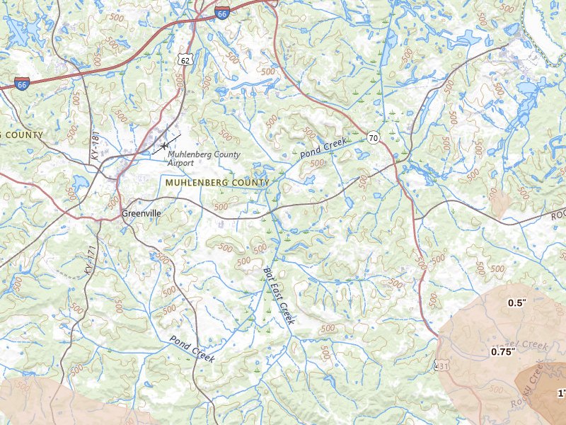 Radar-estimated hail-size map of the storm over Drakesboro, KY on Jul 21, 2026
