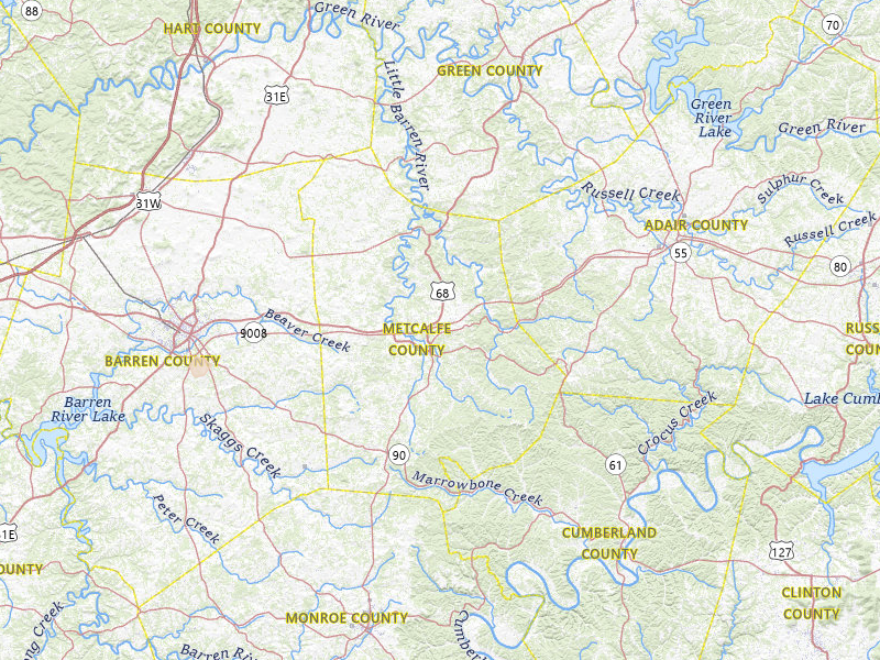 Radar-estimated hail-size map of the storm over Edmonton, KY on Jul 9, 2026