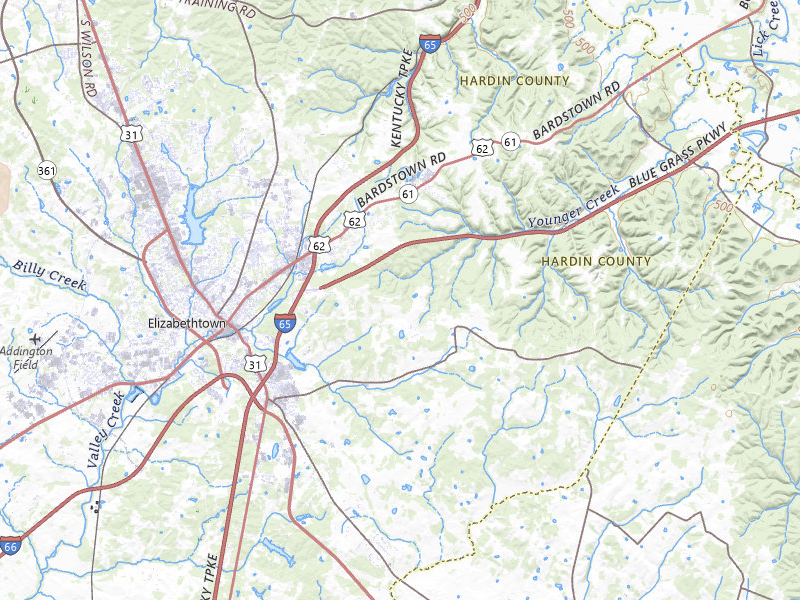 Radar-estimated hail-size map of the storm over Elizabethtown, KY on Jul 21, 2026