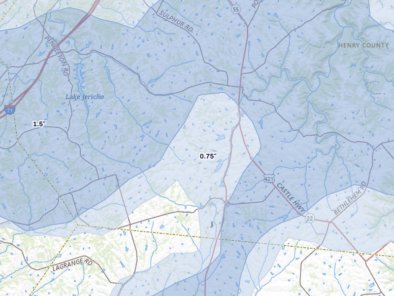NEXRAD radar-signature map of the hail storm over Eminence, KY on May 16, 2026