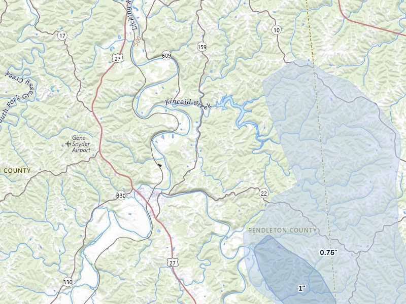 NEXRAD radar-signature map of the hail storm over Falmouth, KY on Apr 1, 2026