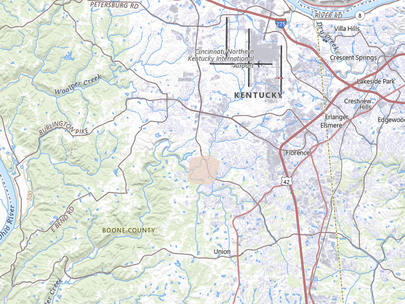 Radar-estimated hail-size map of the storm over Florence, KY on Aug 11, 2026