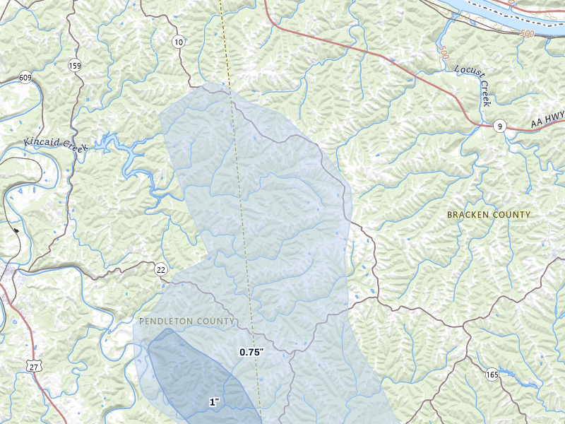 NEXRAD radar-signature map of the hail storm over Foster, KY on Apr 1, 2026
