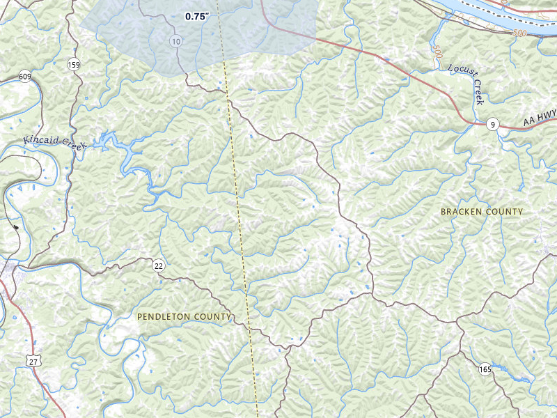 NEXRAD radar-signature map of the hail over Foster, KY