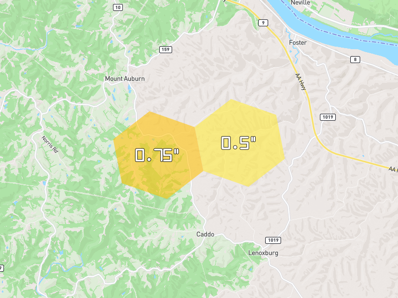 Hail map of Foster, KY on Jul 21, 2026, hail up to 0.75"